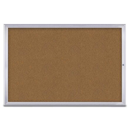 United Visual Products Single Door Radius Corkboard, 72"X48", S UV800515-SATIN-FORBO