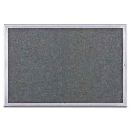 United Visual Products Single Door Radius Corkboard, 72"X48", S UV800515-SATIN-MEDGRY