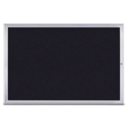 United Visual Products Single Door Radius Corkboard, 72"X48", S UV800515-SATIN-RUBBER