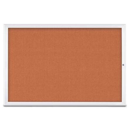 United Visual Products Single Door Radius Corkboard, 72"X48", W UV800515-WHITE-APRICOT