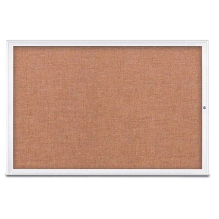 United Visual Products Single Door Radius Corkboard, 72"X48", W UV800515-WHITE-CINNABA