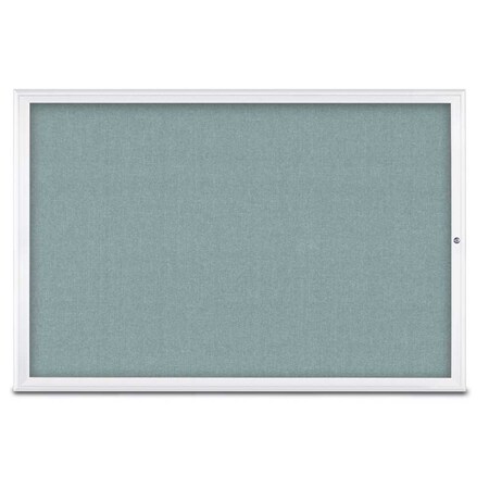 United Visual Products Single Door Radius Corkboard, 72"X48", W, UV800515-WHITE-CLOUD UV800515-WHITE-CLOUD