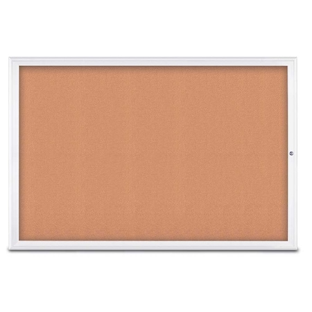 United Visual Products Single Door Radius Corkboard, 72"X48", W UV800515-WHITE-CORK
