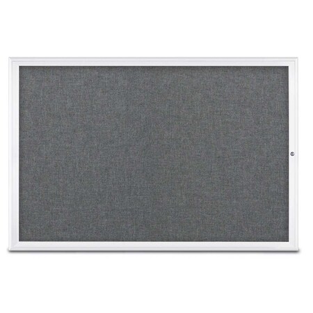 United Visual Products Single Door Radius Corkboard, 72"X48", W UV800515-WHITE-MEDGRY
