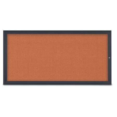 United Visual Products Single Door Radius Corkboard, 72"X36", B UV80051-BLACK-APRICOT
