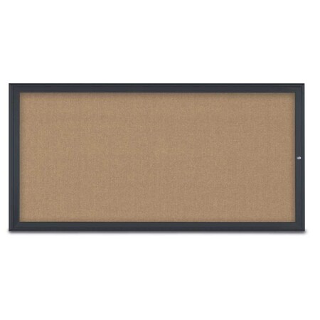 United Visual Products Single Door Radius Corkboard, 72"X36", B UV80051-BLACK-BUFF