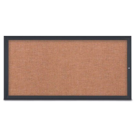 United Visual Products Single Door Radius Corkboard, 72"X36", B UV80051-BLACK-CINNABA