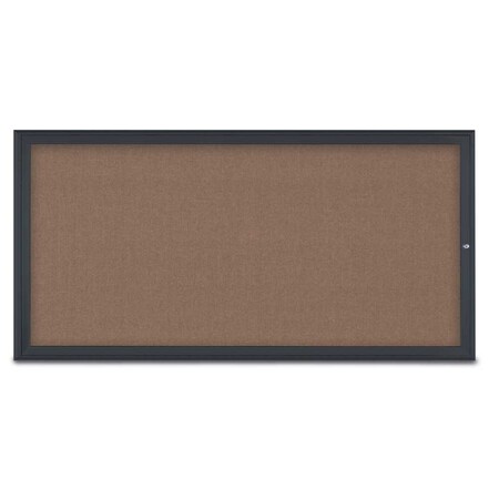 United Visual Products Single Door Radius Corkboard, 72"X36", B UV80051-BLACK-PUMICE