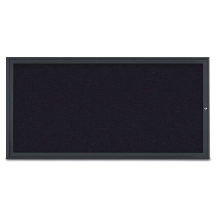 United Visual Products Single Door Radius Corkboard, 72"X36", B UV80051-BLACK-RUBBER