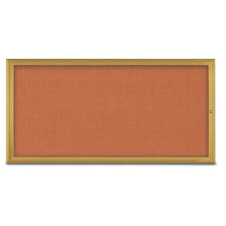 United Visual Products Single Door Radius Corkboard, 72"X36", G UV80051-GOLD-APRICOT