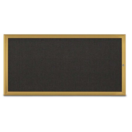 United Visual Products Single Door Radius Corkboard, 72"X36", G UV80051-GOLD-BLACK