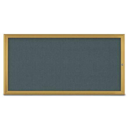 United Visual Products Single Door Radius Corkboard, 72"X36", G UV80051-GOLD-BLSPRU