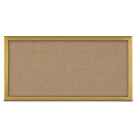 United Visual Products Single Door Radius Corkboard, 72"X36", G UV80051-GOLD-BUFF