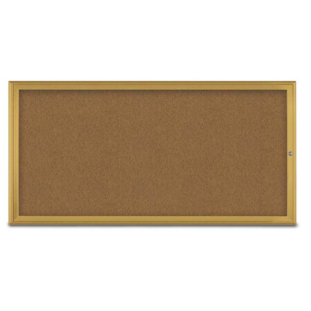 United Visual Products Single Door Radius Corkboard, 72"X36", G UV80051-GOLD-FORBO