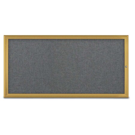 United Visual Products Single Door Radius Corkboard, 72"X36", G UV80051-GOLD-MEDGRY