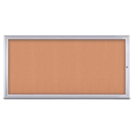 United Visual Products Single Door Radius Corkboard, 72"X36", S UV80051-SATIN-CORK