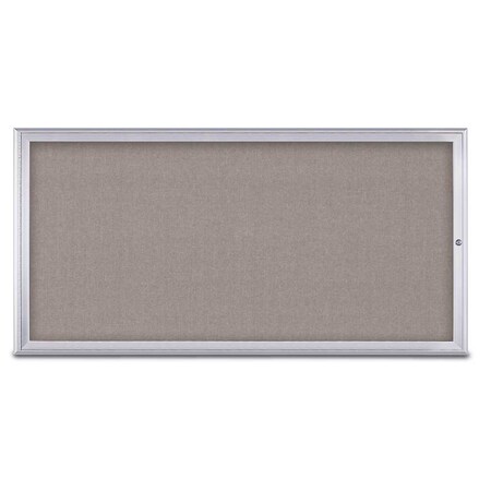 United Visual Products Single Door Radius Corkboard, 72"X36", S UV80051-SATIN-PEARL