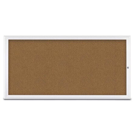 United Visual Products Single Door Radius Corkboard, 72"X36", W UV80051-WHITE-FORBO