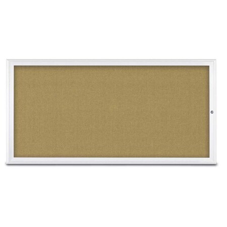 United Visual Products Single Door Radius Corkboard, 72"X36", W UV80051-WHITE-KEYLIME