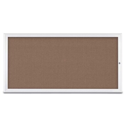 United Visual Products Single Door Radius Corkboard, 72"X36", W UV80051-WHITE-PUMICE