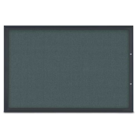 United Visual Products Single Door Radius Plus Corkboard, 72"X UV8005PLUS15-BLACK-BLSPRU