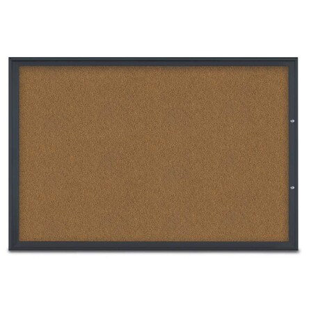 United Visual Products Single Door Radius Plus Corkboard, 72"X UV8005PLUS15-BLACK-FORBO