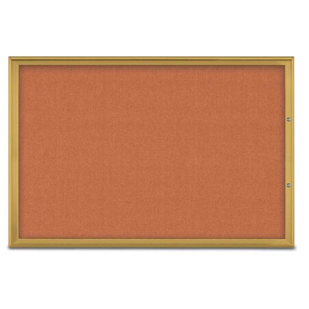 United Visual Products Single Door Radius Plus Corkboard, 72"X UV8005PLUS15-GOLD-APRICOT