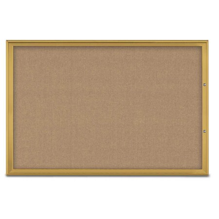 United Visual Products Single Door Radius Plus Corkboard, 72"X UV8005PLUS15-GOLD-BUFF