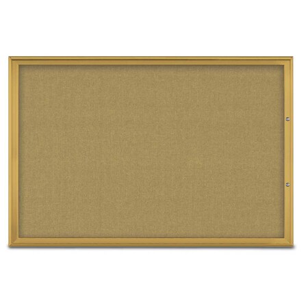 United Visual Products Single Door Radius Plus Corkboard, 72"X UV8005PLUS15-GOLD-KEYLIME