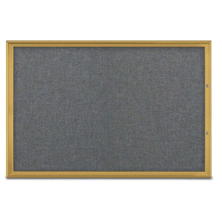United Visual Products Single Door Radius Plus Corkboard, 72"X UV8005PLUS15-GOLD-MEDGRY