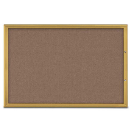 United Visual Products Single Door Radius Plus Corkboard, 72"X UV8005PLUS15-GOLD-PUMICE