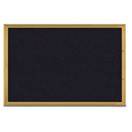 United Visual Products Single Door Radius Plus Corkboard, 72"X UV8005PLUS15-GOLD-RUBBER