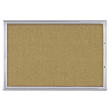 United Visual Products Single Door Radius Plus Corkboard, 72"X UV8005PLUS15-SATIN-KEYLIME