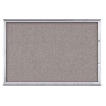 United Visual Products Single Door Radius Plus Corkboard, 72"X UV8005PLUS15-SATIN-PEARL