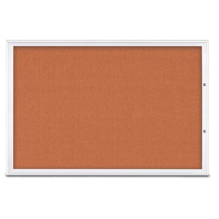 United Visual Products Single Door Radius Plus Corkboard, 72"X UV8005PLUS15-WHITE-APRICOT