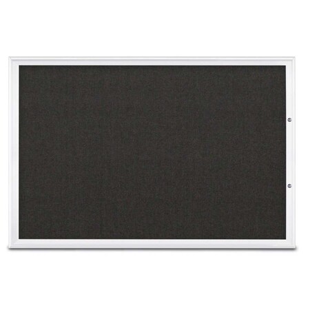 United Visual Products Single Door Radius Plus Corkboard, 72"X UV8005PLUS15-WHITE-BLACK