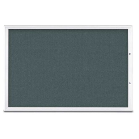 United Visual Products Single Door Radius Plus Corkboard, 72"X UV8005PLUS15-WHITE-BLSPRU