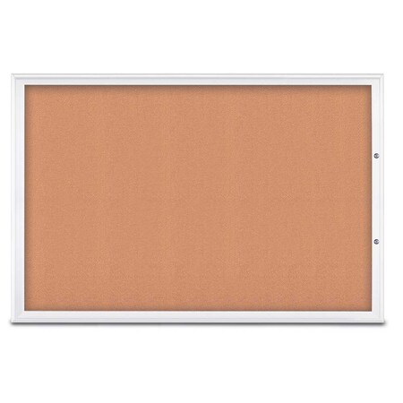 United Visual Products Single Door Radius Plus Corkboard, 72"X UV8005PLUS15-WHITE-CORK