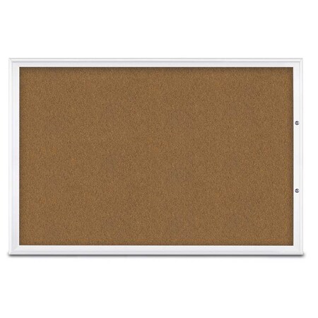 United Visual Products Single Door Radius Plus Corkboard, 72"X, UV8005PLUS15-WHITE-FORBO UV8005PLUS15-WHITE-FORBO