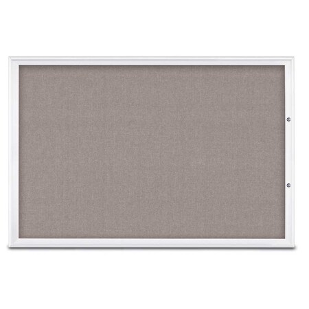 United Visual Products Single Door Radius Plus Corkboard, 72"X UV8005PLUS15-WHITE-PEARL
