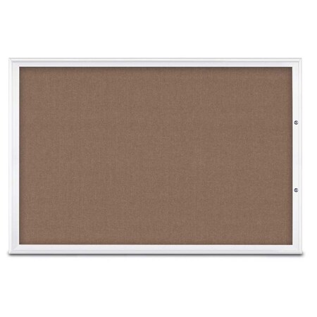 United Visual Products Single Door Radius Plus Corkboard, 72"X UV8005PLUS15-WHITE-PUMICE