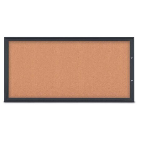 United Visual Products Single Door Radius Plus Corkboard, 72"X UV8005PLUS1-BLACK-CORK