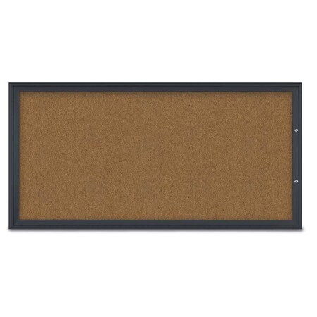 United Visual Products Single Door Radius Plus Corkboard, 72"X UV8005PLUS1-BLACK-FORBO