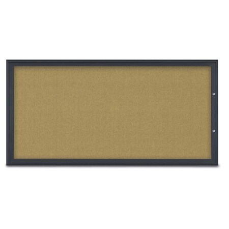 United Visual Products Single Door Radius Plus Corkboard, 72"X UV8005PLUS1-BLACK-KEYLIME