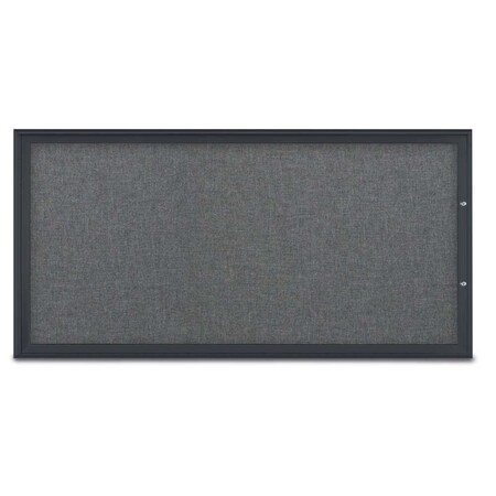 United Visual Products Single Door Radius Plus Corkboard, 72"X UV8005PLUS1-BLACK-MEDGRY