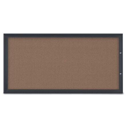 United Visual Products Single Door Radius Plus Corkboard, 72"X UV8005PLUS1-BLACK-PUMICE