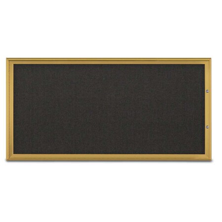 United Visual Products Single Door Radius Plus Corkboard, 72"X UV8005PLUS1-GOLD-BLACK