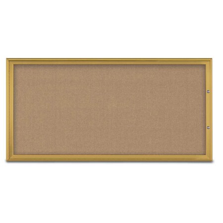 United Visual Products Single Door Radius Plus Corkboard, 72"X UV8005PLUS1-GOLD-BUFF