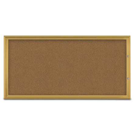 United Visual Products Single Door Radius Plus Corkboard, 72"X UV8005PLUS1-GOLD-FORBO