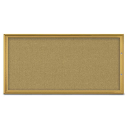 United Visual Products Single Door Radius Plus Corkboard, 72"X UV8005PLUS1-GOLD-KEYLIME